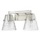 Z-Lite Analia Vanity, 2-Light, 16.5 In.W x 7.5 In.L x 9.25 In.H, Brushed Nickel/Clear Ribbed 1101-2V-BN - alternate 5